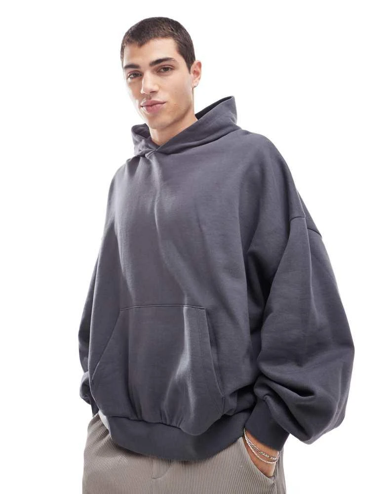 ASOS ASOS DESIGN extreme oversized hoodie with back print in charcoal 2