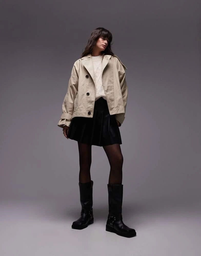 Mango Mango cropped oversized trench coat in beige 1