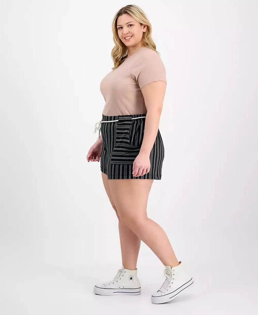 Derek Heart Trendy Plus Size Striped Rope-Belt Shorts 2