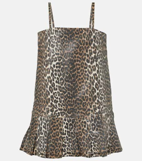 Ganni Leopard-print denim minidress 1