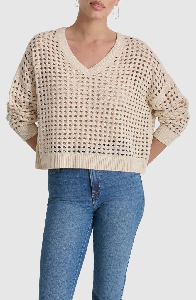 DKNY Open Stitch V-Neck Sweater