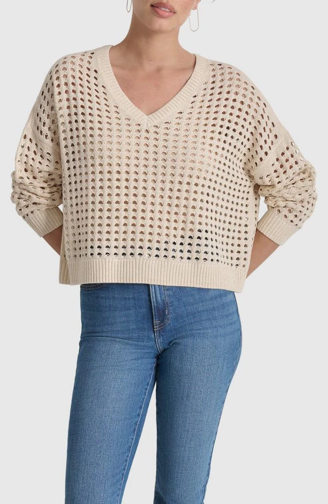 DKNY Open Stitch V-Neck Sweater 1
