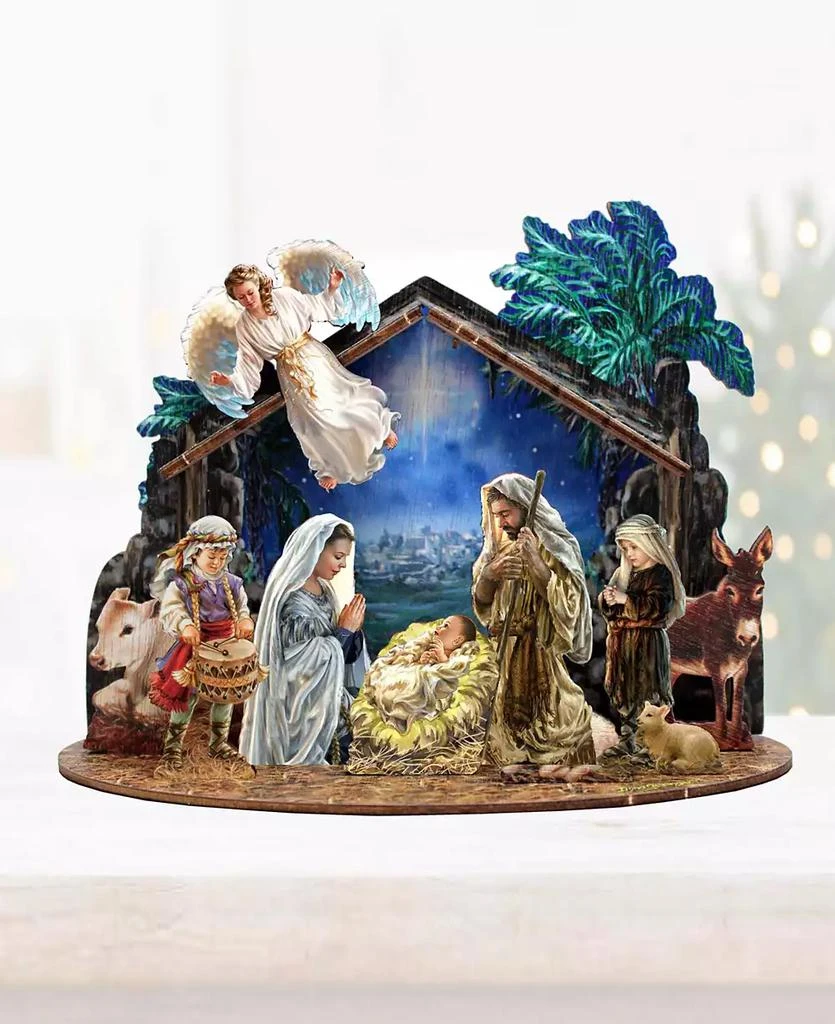 Designocracy Nativity with Angel Village 7" Christmas Nativity Table Decoration G. DeBrekht 4