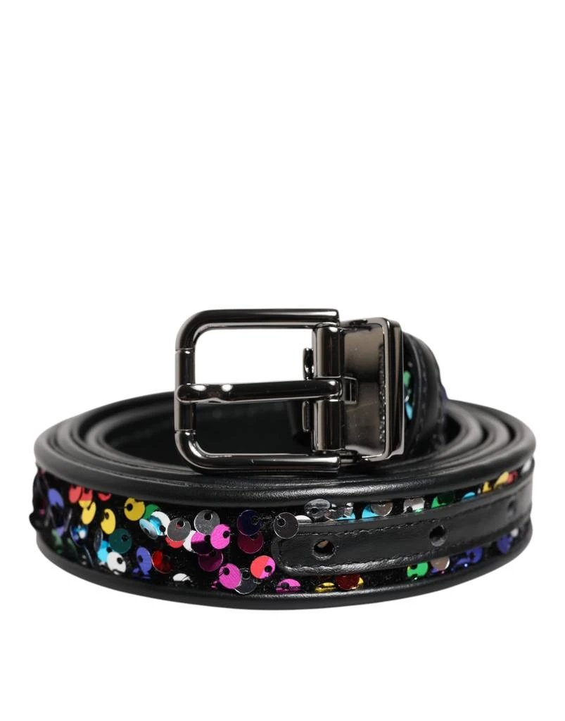 Dolce 
Gabbana Sequin Embellished Metal Buckle Men
s Belt