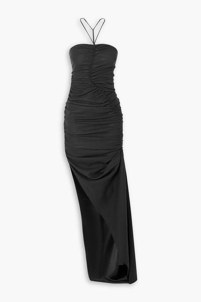 SUPRIYA LELE Asymmetric cutout ruched crepe midi dress 1
