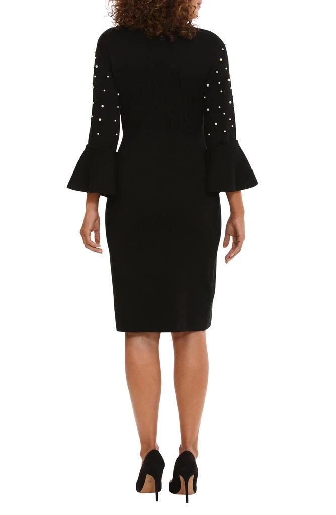 London Times Faux Pearl Appliqué Bell Sleeve Dress 2