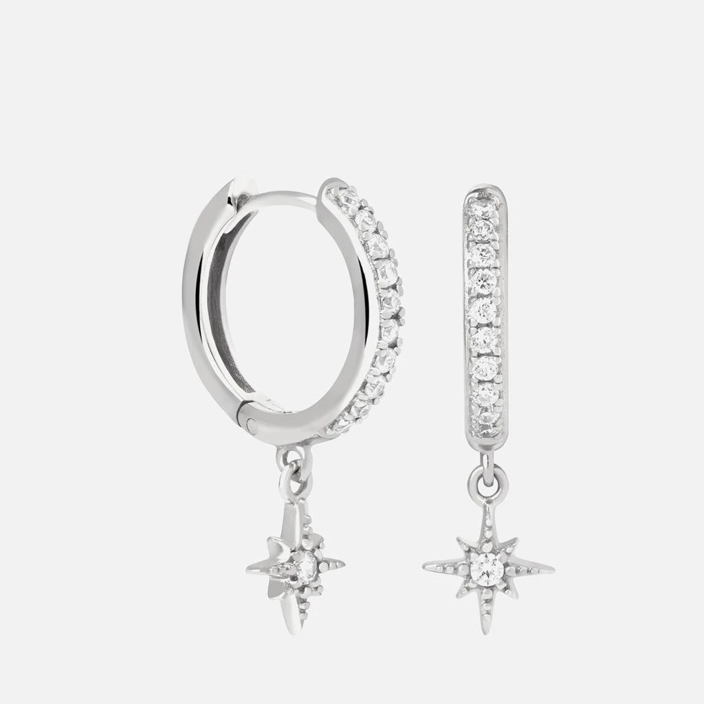 ASTRID & MIYU Rhodium-Plated Star Huggies 1