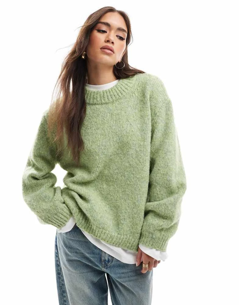ASOS ASOS DESIGN oversized crew neck jumper in green Sweaters