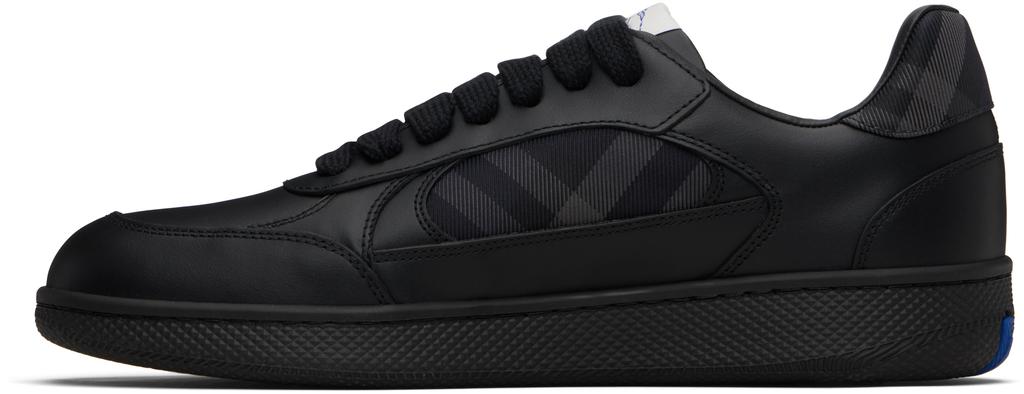 Burberry Black Leather & Check Terrace Sneakers - Casual Shoes