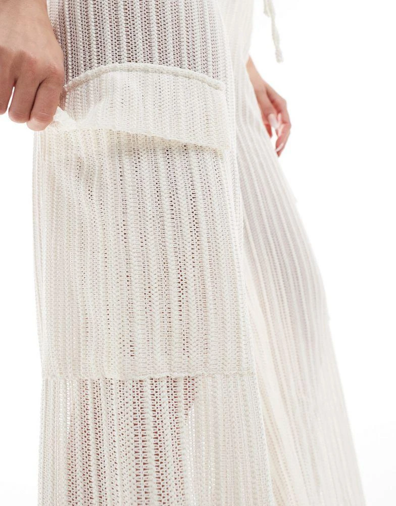 Y.A.S. Y.A.S crochet wide leg cargo pants in cream 2