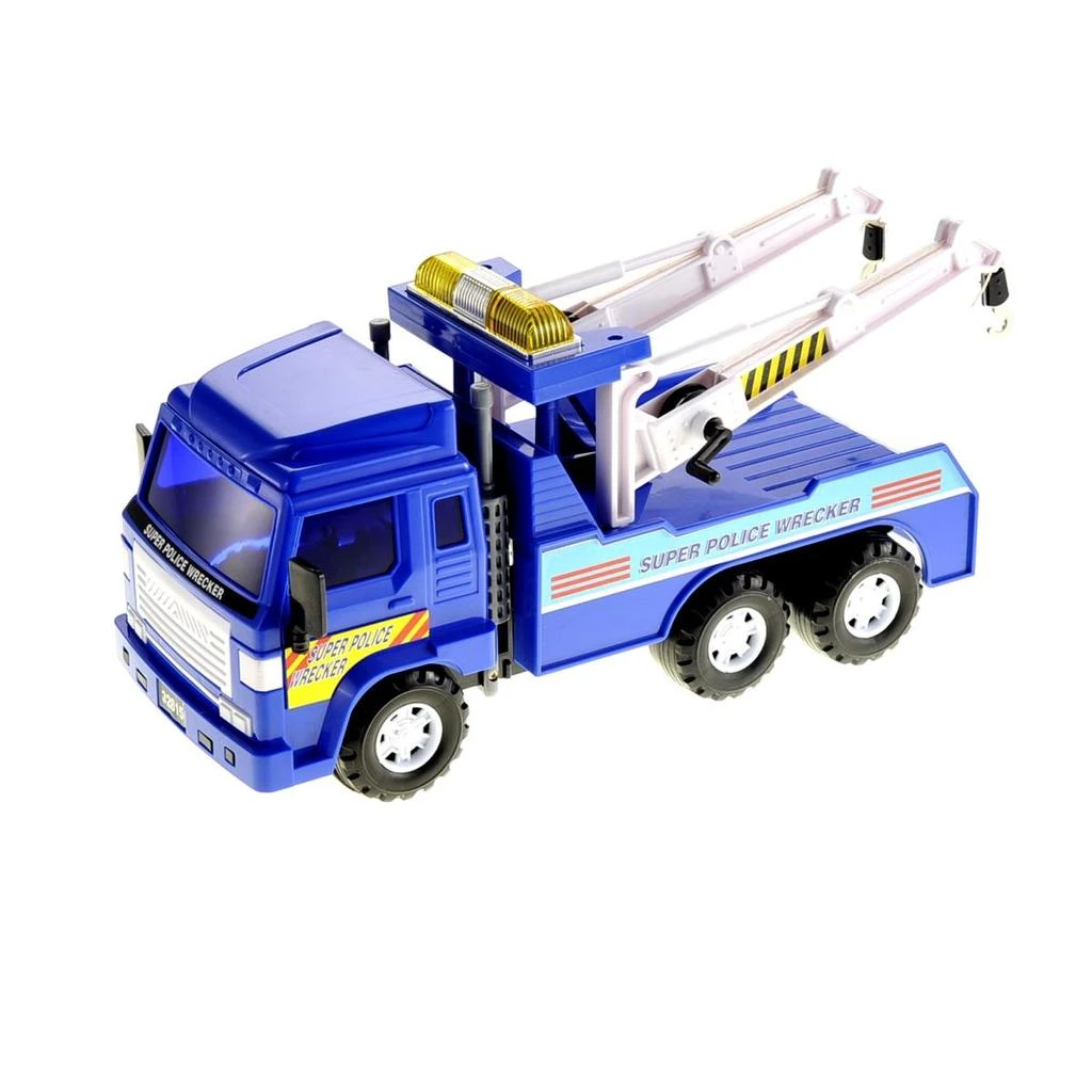 AZ Trading & Import Big Heavy Duty Wrecker Tow Truck Police Toy for Kids with Friction Power with Double Hooks 1