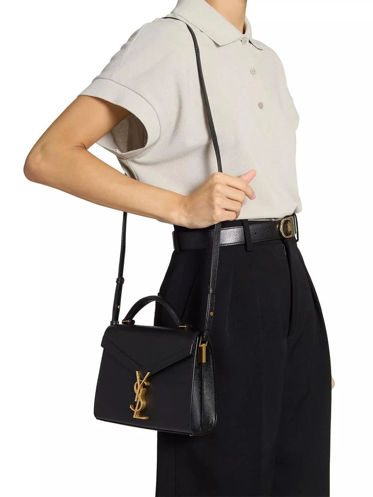 Yves Saint Laurent Cassandra Mini Top Handle Bag in Grain De Poudre Embossed Leather 3