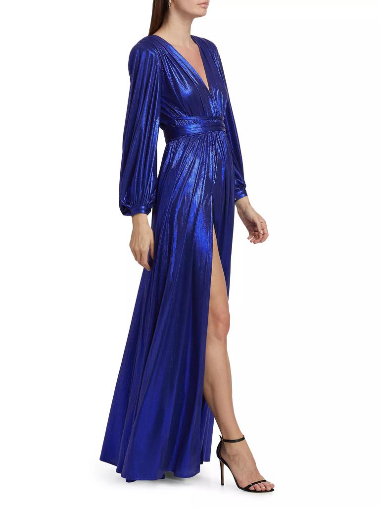 BRONX AND BANCO Zoe Metallic Long-Sleeve Gown