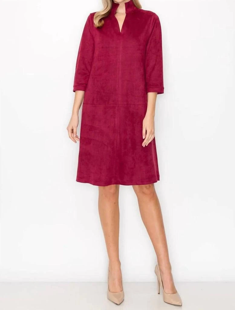 Joh Aiden Suede Dress In Wine 1