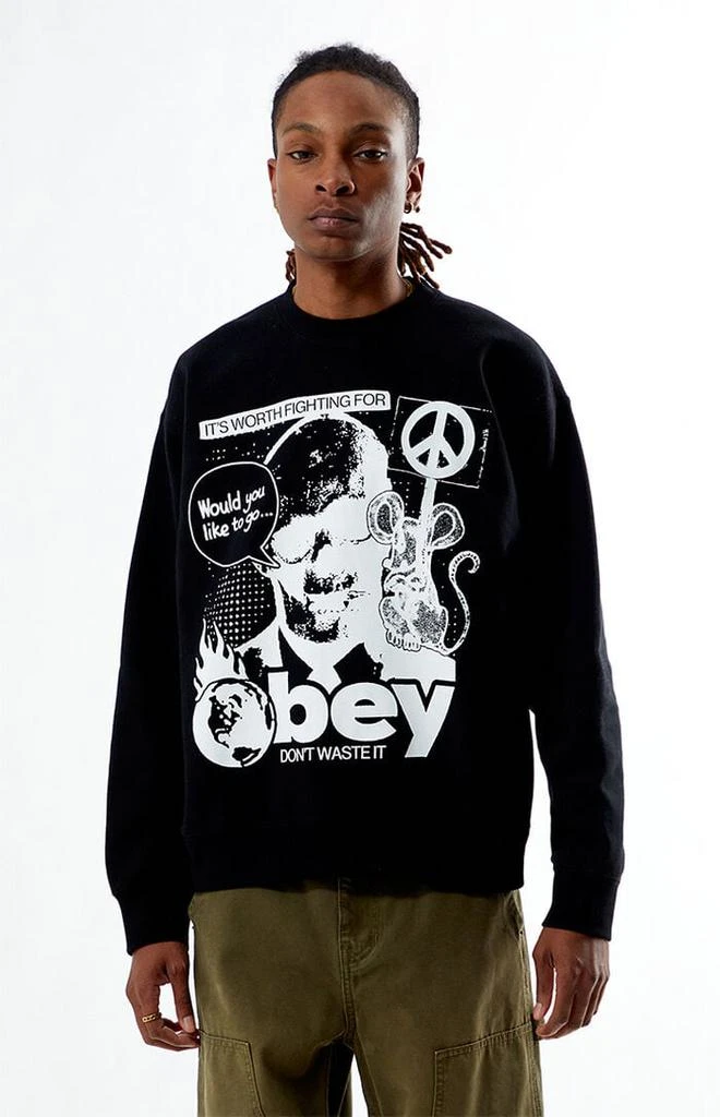 Obey Don't Waste It Crew Neck Sweatshirt 1