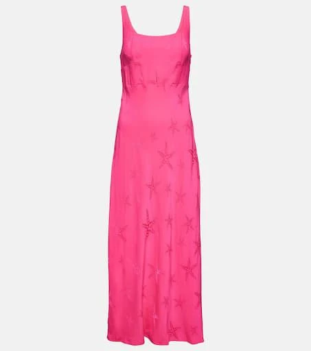 knee length dresses for ladies RIXO Benedict Dress In Starfish Jacquard Pink