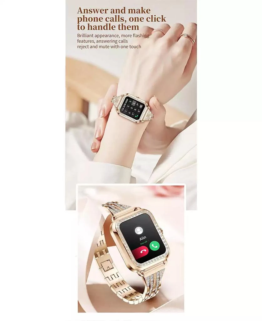 RUXING Smart Watch Bluetooth Call Heart Rate Monitor IP67 Waterproof Fitness Tracker for Men Women -Gold 5