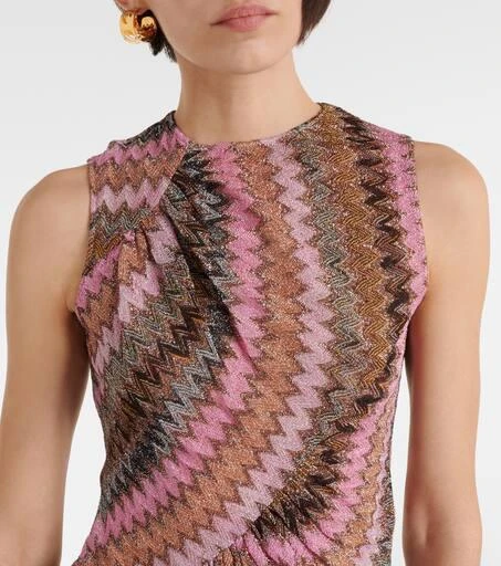 Missoni Zig Zag gathered metallic knit top 4