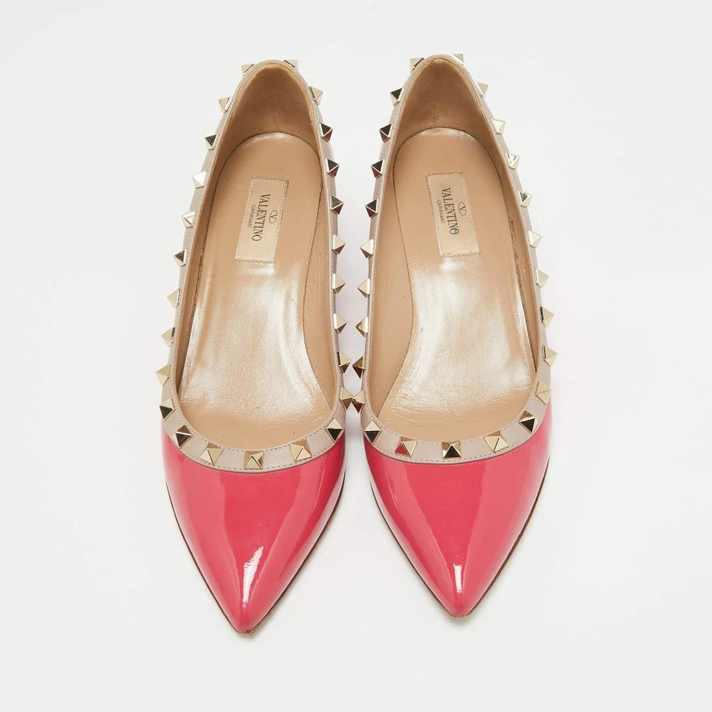 Valentino Valentino Red/Beige Patent and Leather Wedge Rockstud Pumps Size 38 3