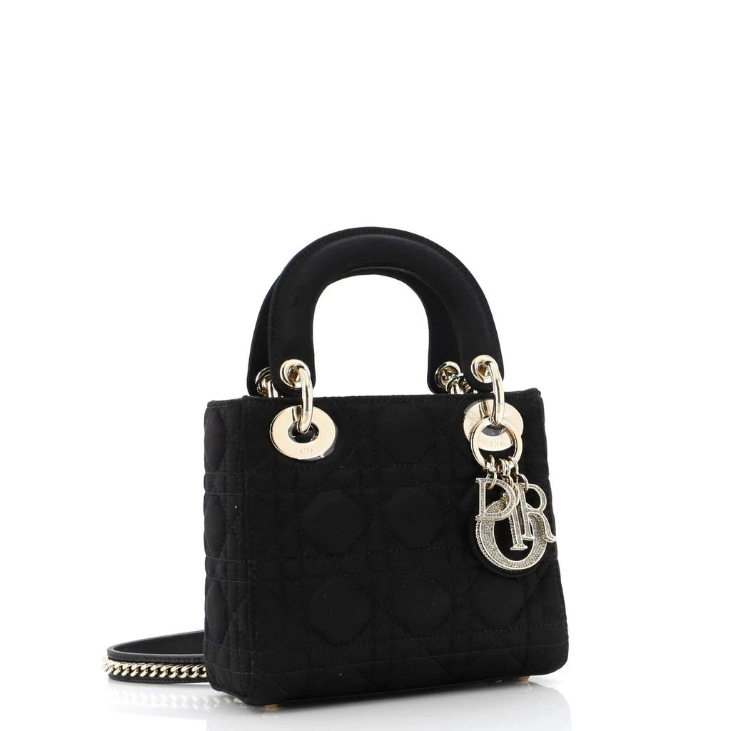Dior Lady Dior Bag Cannage Quilt Satin with Crystal Charms Mini 2