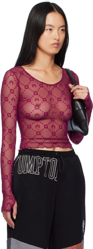 MARINE SERRE Purple Moonogram Second Skin Cropped T-shirt 2