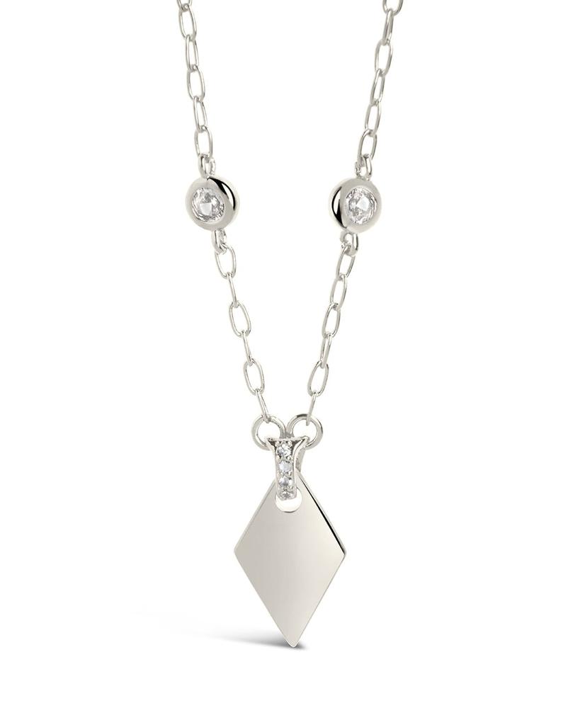 Sterling Forever Louise Stationed CZ & Pointed Pendant Necklace