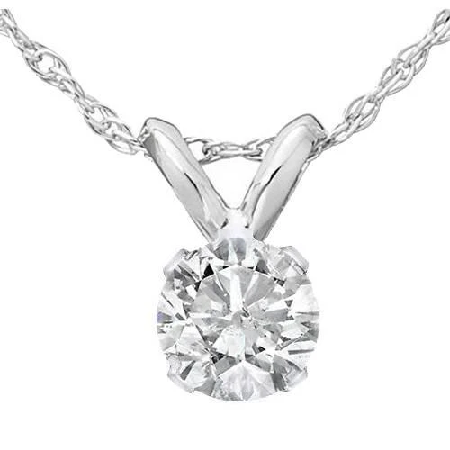 Pompeii3 1/4ct Solitaire Diamond Pendant Necklace 14K White Gold 1