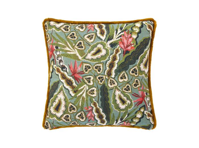 Yves Delorme Yves Delorme - Housse de coussin en tapisserie de coton vert, Bergame