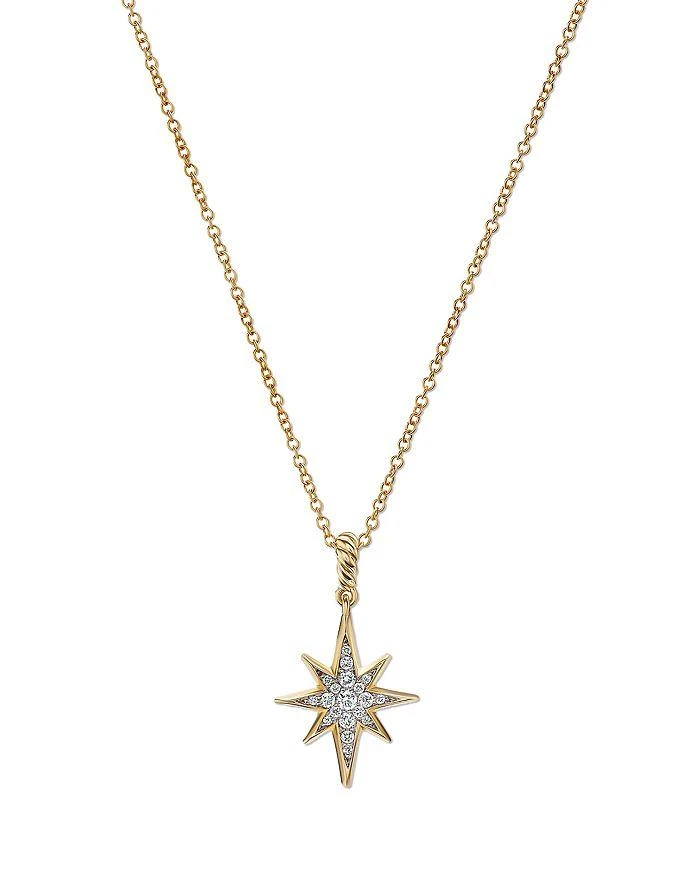 David Yurman 18K Yellow Gold Cable Collectibles® Diamond Pavé North Star Pendant Necklace, 15-17" 1