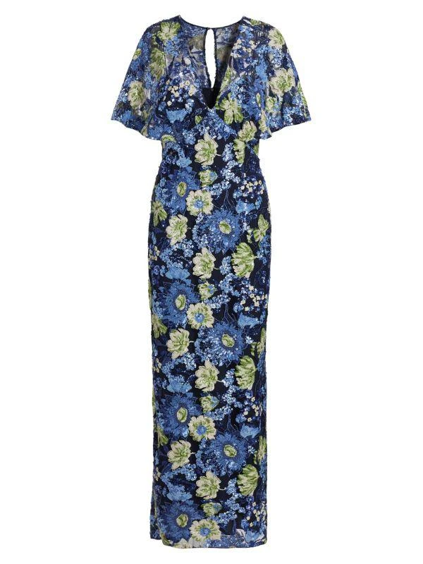 LELA ROSE Embroidered Tulle Column Dress 6