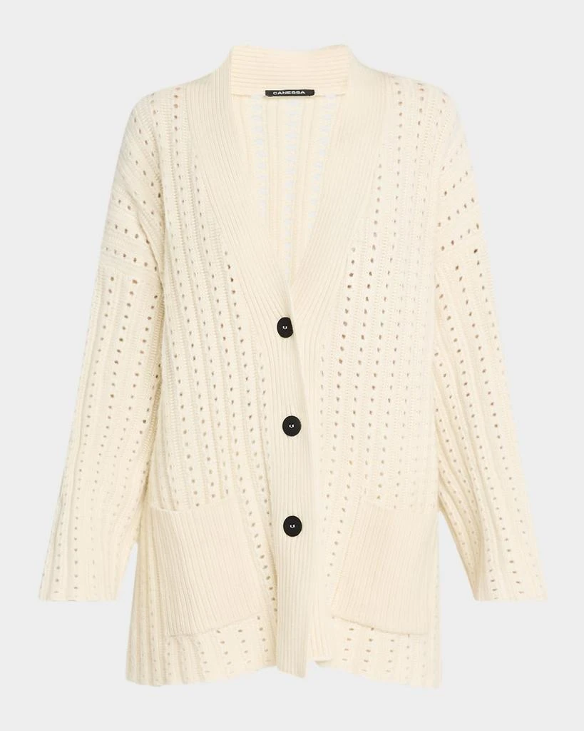 CANESSA Endless Summer Open-Stitch Cashmere Cardigan 1