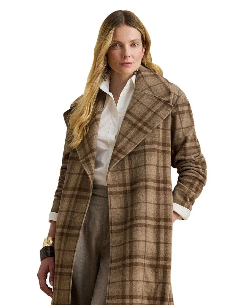 Ralph Lauren Plaid Wool Blend Twill Wrap Coat 1