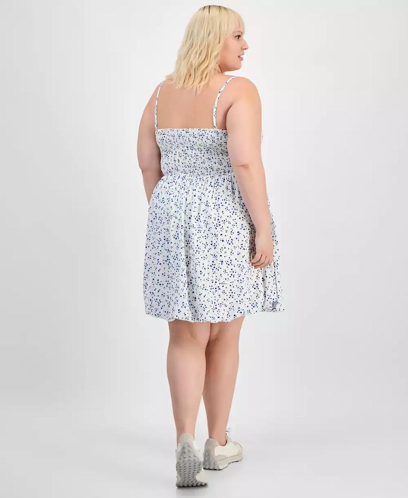Derek Heart Trendy Plus Size Smocked Floral Bubble-Hem Dress