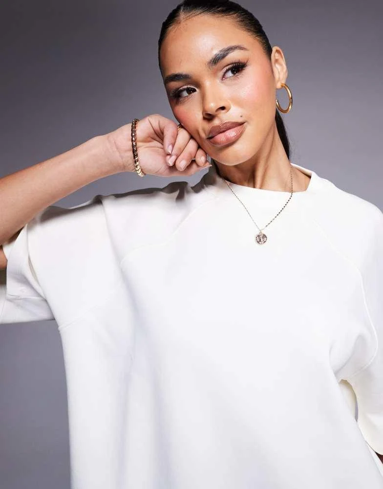 ASOS ASOS DESIGN co-ord interlock raglan t-shirt in coconut milk 3
