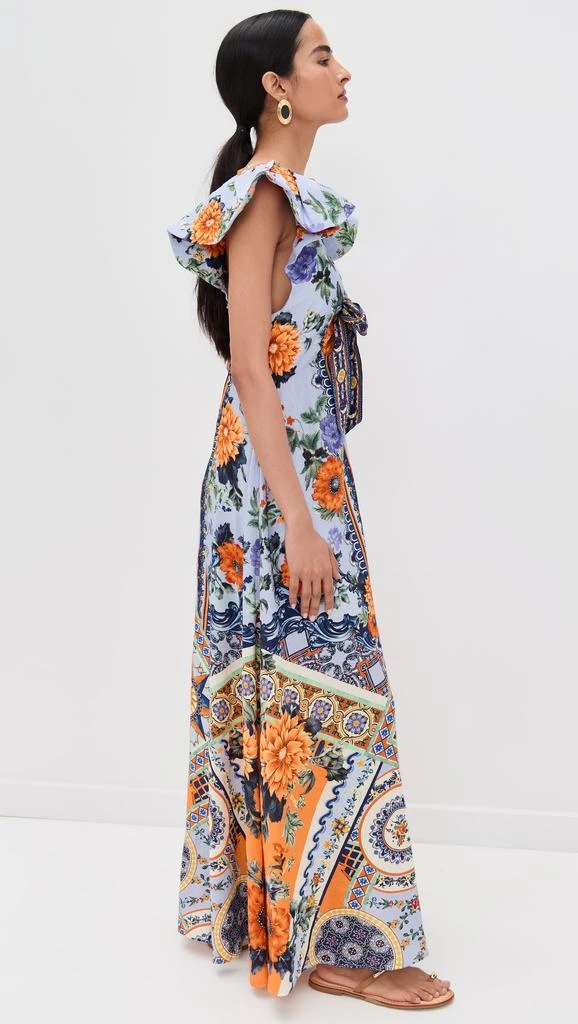 Camilla Tie Front Frill Sleeve Long Dress 3