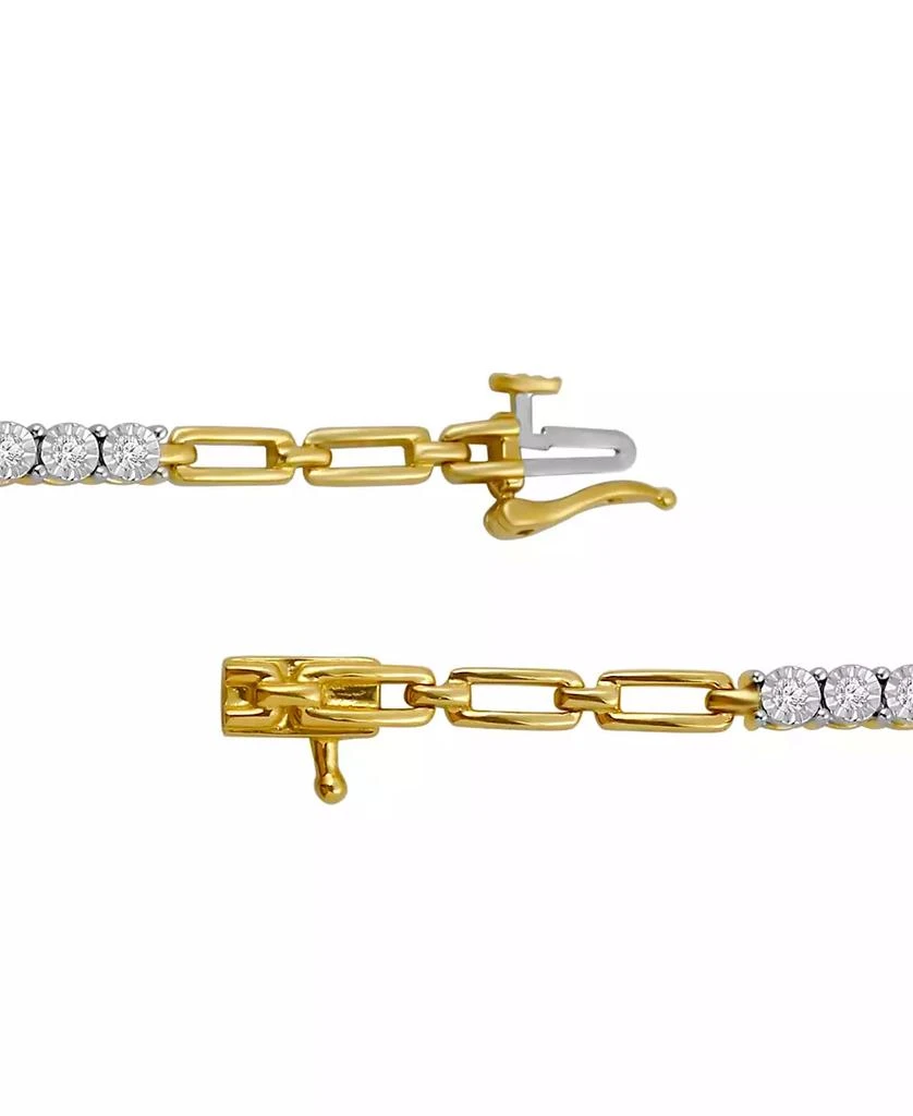 Macy's Diamond Station & Polished Open Link Bracelet (1/4 ct. t.w.) in Sterling Silver or Gold-plated Sterling Silver 4