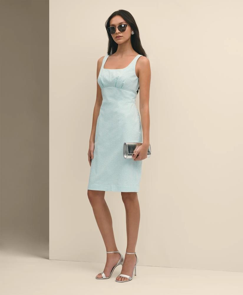 Brooks Brothers Cotton Blend Seersucker Sheath Dress