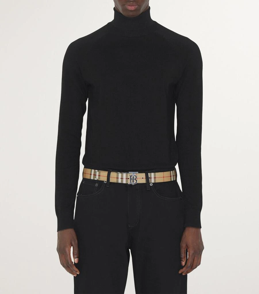 Burberry Leather and Check Reversible TB Belt 3