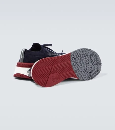 Brunello Cucinelli Knitted leather-trimmed sneakers 7