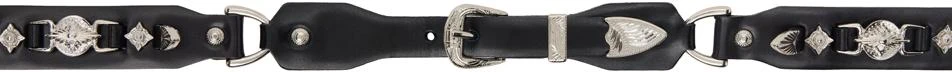 Toga Pulla Black Metal Leather Narrow Belt 1