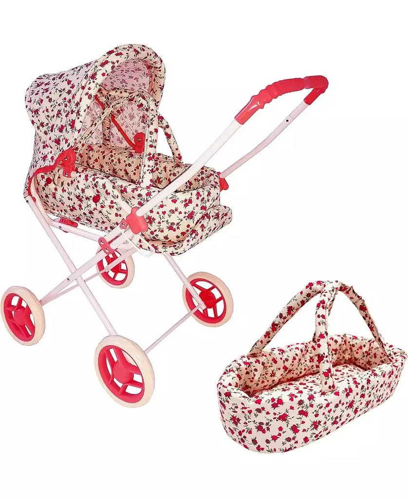 The New York Doll Collection Doll Bassinet Stroller with Travel Carry Bag