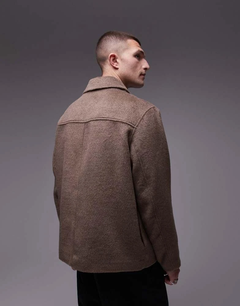 Topman Topman wool look shacket in oatmeal 4