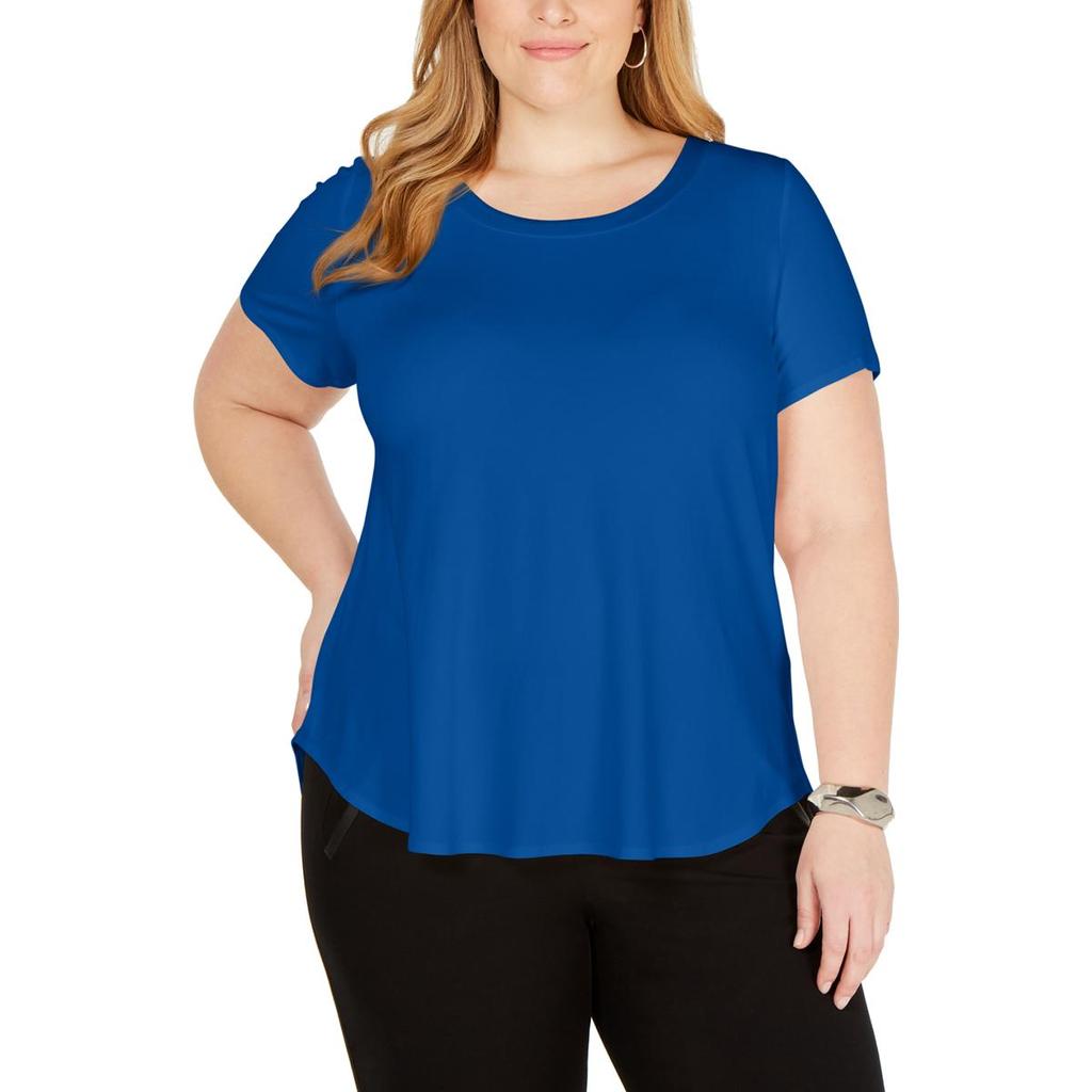 Alfani Womens Satin Trim Hi-Low T-Shirt