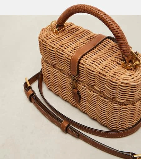 Yves Saint Laurent Gaby leather-trimmed wicker vanity bag 6