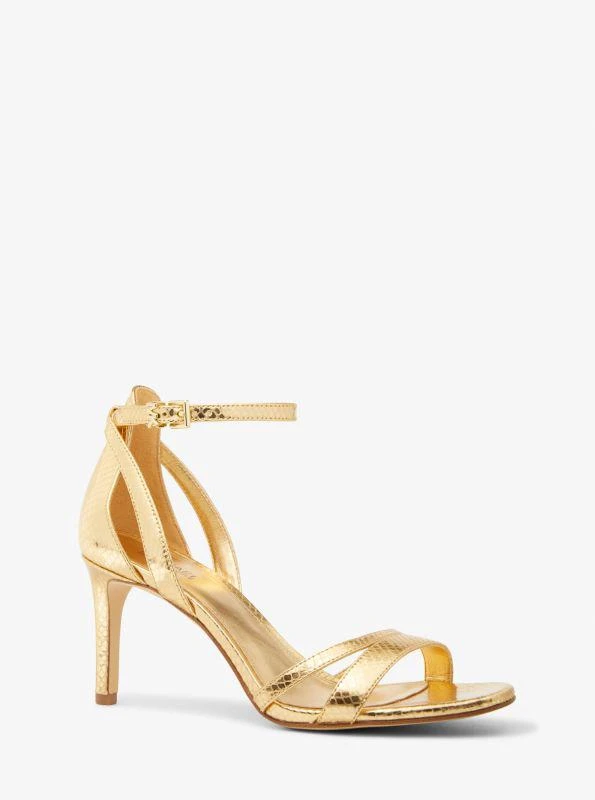 Michael Kors Kimberly Metallic Snake Embossed Leather Sandal 1