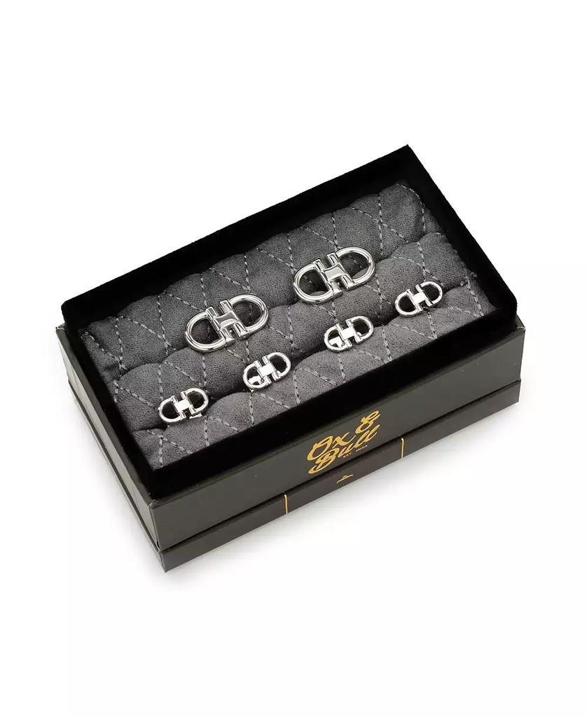 Ox and Bull Trading Co. Men's Horse Bit Stainless Steel Cufflinks and Stud Set, 6 Piece Set