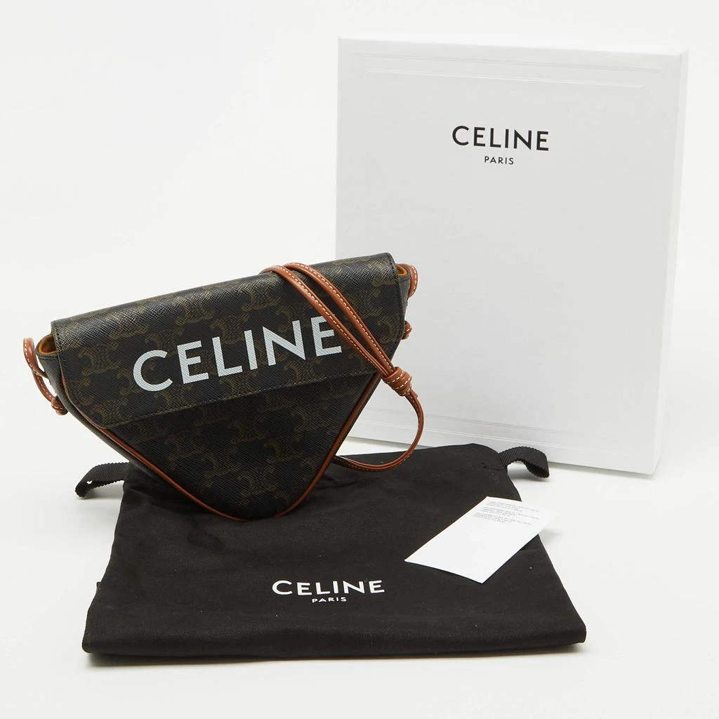 Celine Celine Tan Triomphe Canvas and Leather Triangle Crossbody Bag 10