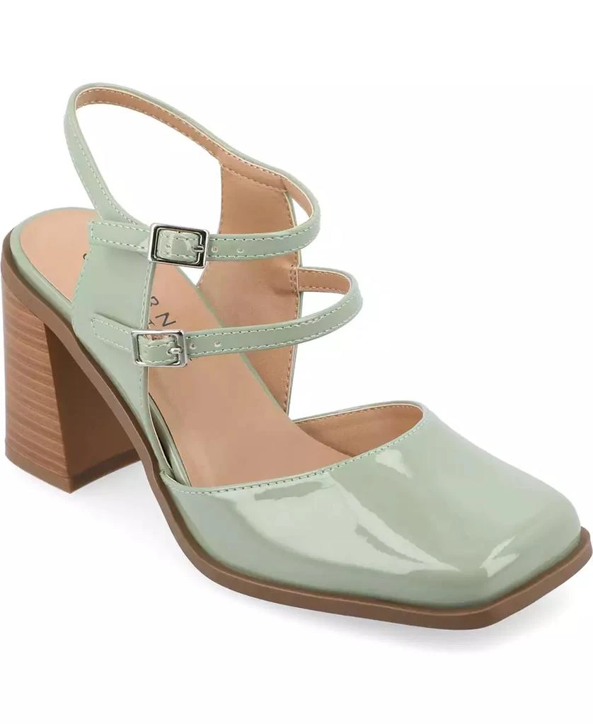 Journee Collection Women's Caisey Double Strap Square Toe Block Heel Pumps 1