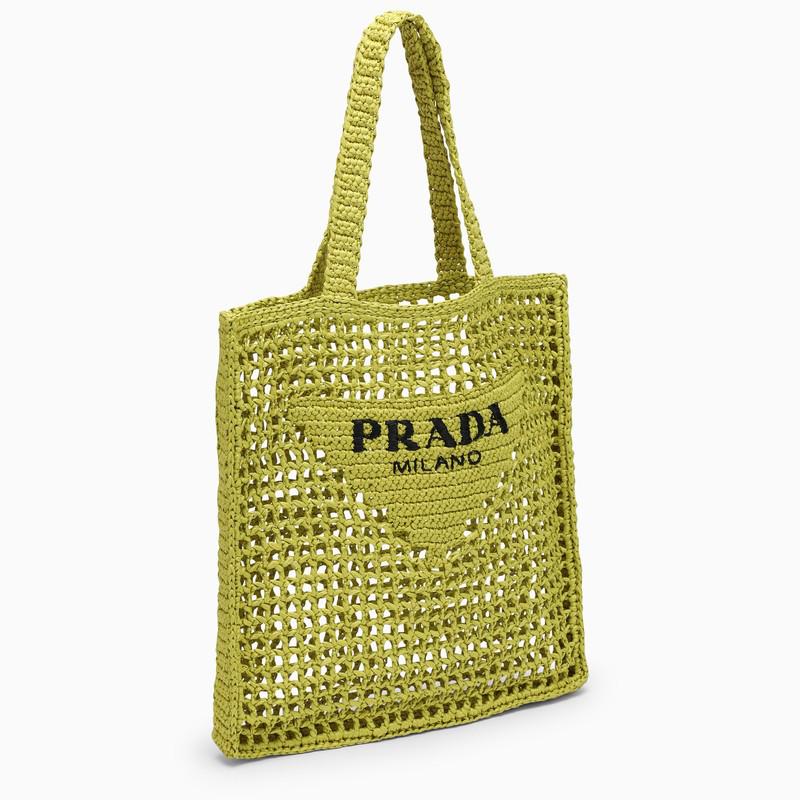 Prada Cedar logoed crochet tote bag