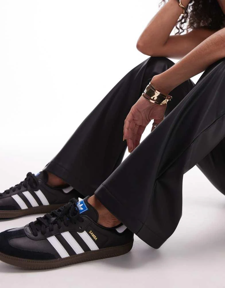 Topshop Topshop bootcut faux leather trouser in black 2